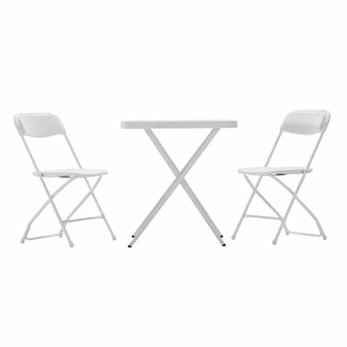 Gardiun Bonaire Folding Garden Table and 2 Chairs Resin and Steel White