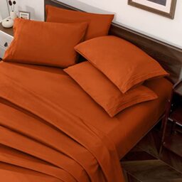 Horbaunal Burnt Orange King Size Sheet Set - 6 Piece Luxury 1800 Thread Count Bedding Sheets & Pillowcases - 16 Inch Deep Pocket Microfiber Bedding Set - Soft & Wrinkle Resistant