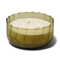 Paddywax Scented Candles Ripple Hand Blown Glass 3-Wick Luxury Artisan Candle, 340g, Green - Secret Garden
