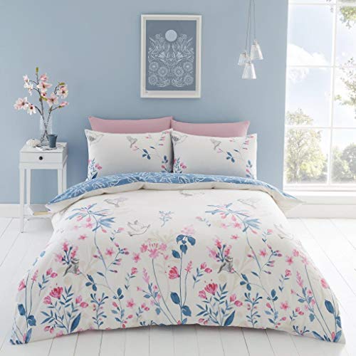 GC GAVENO CAVAILIA Luxury Geometric Duvet, Floral Quilt Set, Polycotton Bed Covers, Emma-Natural, Double
