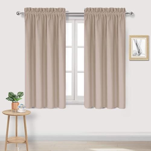 DWCN Blackout Curtains for Living Room Thermal Insulated, Energy Saving & Noise Reducing Bedroom Curtains, Camel, W 42x L 54 Inch, Set of 2 Rod Pocket Curtain Panels