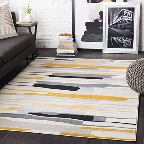 Livabliss Atlanta Geometric Rug - Scandi Runner Rugs Living Room 80x220 cm, Hallway, Kitchen - Neutral, Patterned Carpet Runners, Boho Rug Style, Easy Care- Large Rug, Mustard, Grey and Beige Rug