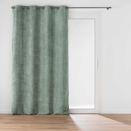 Douceur d'Intérieur, Leo Velvet Curtain with Eyelets 140 x 260 cm Sage