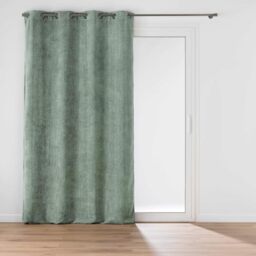 Douceur d'Intérieur, Leo Velvet Curtain with Eyelets 140 x 260 cm Sage