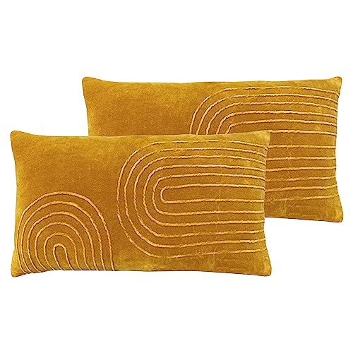 furn. Mangata Feather Filled Cushions Twin Pack,Ochre,30 x 60cm