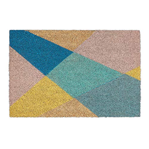 Relaxdays Doormat Coir Shapes, 40x60 cm, Natural, Non-slip Shoe Wiper, Door Mat Inside & Outside, Multicoloured, Coco, 60x40cm