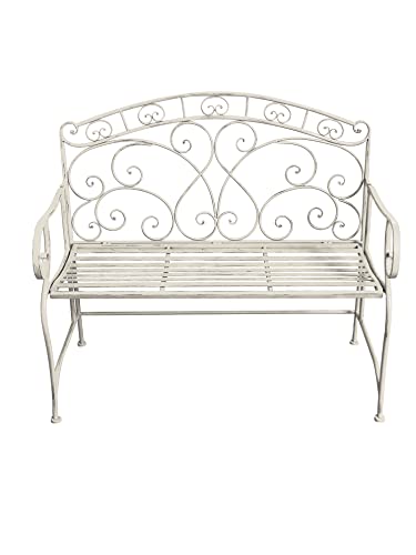 ASPECT Garden Bench, Metal, Antique White, 104(W) x55(D) x94(H) cm