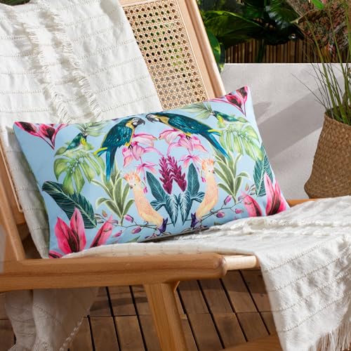 Wylder Tropics Kali Birds Exotic Cushion Cover, Sky Blue
