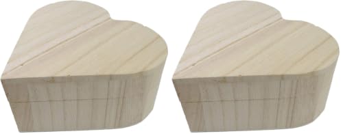 Pracht Creatives Hobby 7678-13541 Wooden Heart Box with Hinges and Lid for Opening Approx. 13 x 13 x 6 cm as a Gift Jewellery Box for Storage and Decoration (Pack of 2)