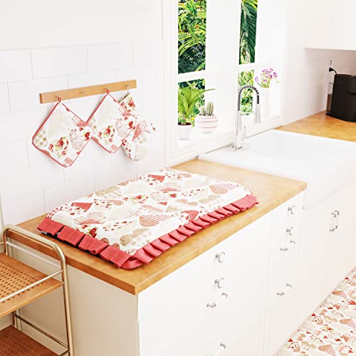 PETTI Artigiani Italiani Cooker Cover and Kitchen Curfew, Red Hearts, 1pz Coprifornello 48x73 cm