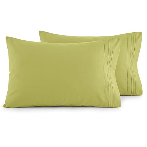 Elegant Comfort Luxury Ultra-Soft 2-Piece Pillowcase Set - 1500 Premium Hotel Quality Microfiber Double Brushed - Wrinkle Resistant, King Size, Pistachio Green