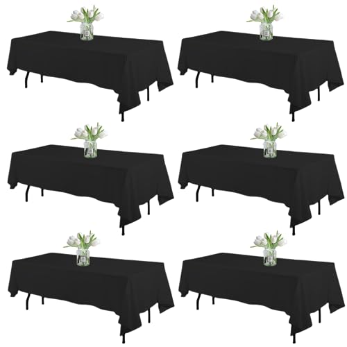 WIGENIUS Table Cloth,Polyester Table Cover, Tablecloth for Wedding Dining Table Buffet Parties and Camping (Black, 60??84inches)