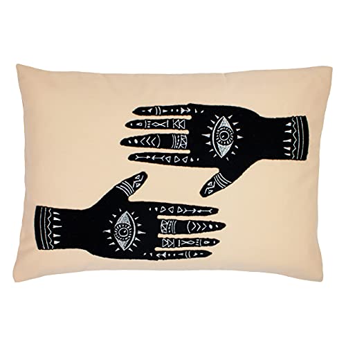 furn. Ashram Hands Feather Filled Cushion, Polyester, Blush