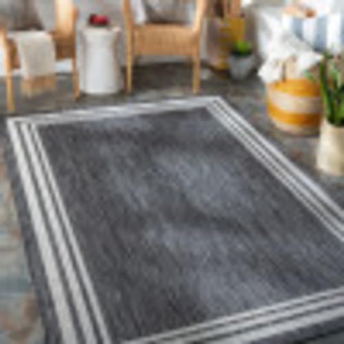 Livabliss Akriti Geometric Indoor Outdoor Design – Colos 160x230 cm, Patio Deck Use, Boho Colourful Pattern, UV Weather Resistant, Stain Durable, Charcoal Cream