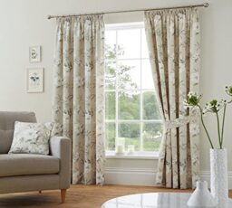 "Dreams & Drapes Design, Eve, Pair of Pencil Pleat Curtains With Tie, Backs, Natural, 66"" Width x 54"" Drop (168 x 137 cm)"