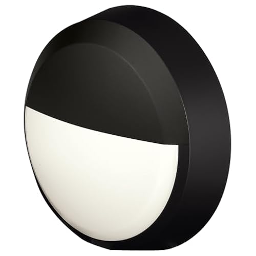 4lite Pylus Outdoor Round Eyelid Wall Light (Black) 660lm Bulkhead IP54 LED Integrated Exterior Light - 4L2/3218-4Yr Guarantee