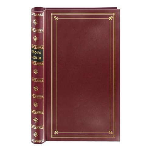 Spiral Bound Photo Album 300 Bi-Directional Memo Pockets Hold 4x6 Photos, Burgundy