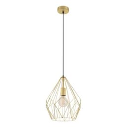 Eglo Carlton Vintage Pendant Light, Retro Gold Steel Hanging lamp