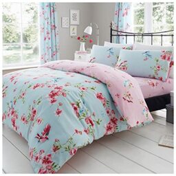 GC GAVENO CAVAILIA Luxury BIRDIE BLOSSOM Bed Set with Duvet Cover and Pillow Case, Polyester-Cotton, Blue, Double