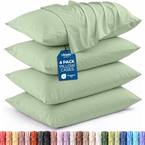 Utopia Bedding King Pillow Cases - Pack of 4 - Envelope Closure - Soft Brushed Microfiber Fabric - Shrinkage and Fade Resistant Pillow Covers King Size 20 X 40 Inches (Sage)