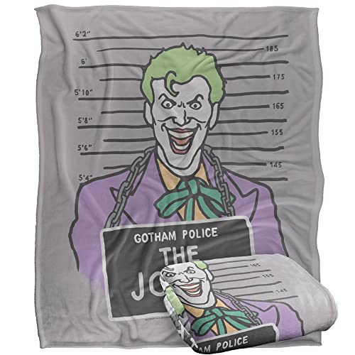 BATMAN Blanket, 152 x 127 cm The Joker Mugshot Silky Touch Super Soft Throw Blanket