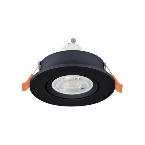 Eglo LED Recessed Spotlight Barranco, Ceiling Spot for Living Room, Adjustable Light in Black Plastic, Neutral White, Including GU10 Bulb