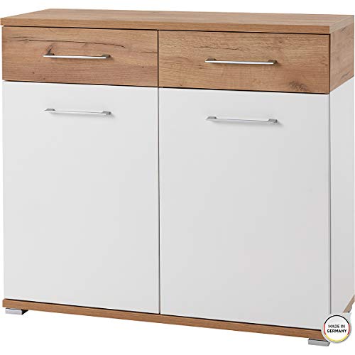 Germania Chest of Drawers 3777 GW-Topix, in White/Navarra-oak repro, 96 x 87 x 40 cm (WxHxD)