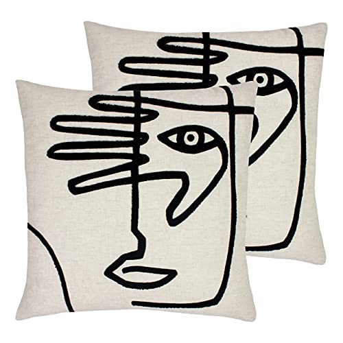 furn. Mono Face Twin Pack Feather Filled Cushions, Linen, 50 x 50cm