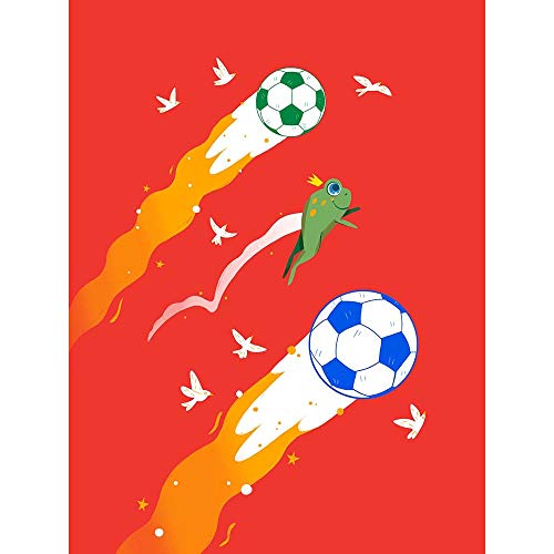 Wee Blue Coo Football Soccer Frog Unframed Wall Art Print Poster Home Decor