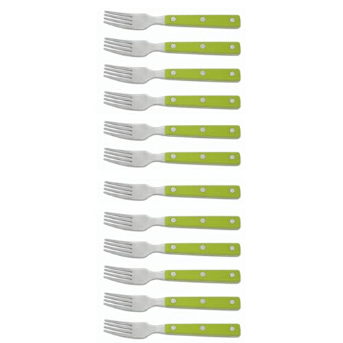 Arcos Table Knives - Box 12 Pieces Steak Fork - Stainless Steel 18/10 and 195 mm (7.68 Inch) - Handle Polyoxymethylene (POM) Green Colour (12 Piece)
