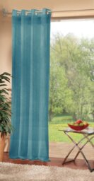 Gardinenbox Voile Eyelet Curtain Transparent Plain Lead Tape 100% Polyester Turquoise H 175 x W 140 cm
