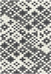 Aspect BLACK/GREY FRACTALS Vintage Geometric Check Pattern Area Rug (Black/Silver Grey/Cream, 120x170cm)