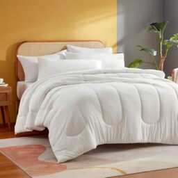 Sonive Super King Duvet, Microfiber Knitted Quilt Duvet,260x220cm, White