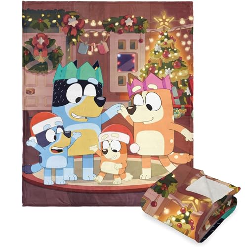 "Northwest Bluey Silk Touch Sherpa Throw Blanket, 50"" x 60"", Family Christmas"