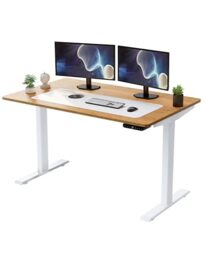 "Rise UP Electric Standing Desk adjustable height desk 24-49"" dual motor one piece 60x30"" bamboo desktop height adjustable desk adjustable standing desk stand up desk sit to stand desk rising desk"
