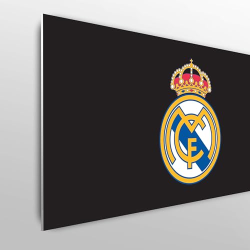 fan decor Licensed Décor Real Madrid Double Headboard - 150cm (w) x 75cm (h) - Full Colour Crest on Brand Black