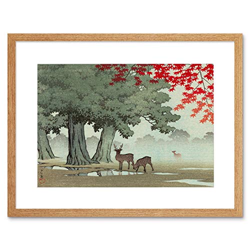 Wee Blue Coo Painting Nature Japan Tree Deer Japan Kawase Hasui Framed Wall Art Print