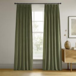HPD Half Price Drapes Velvet Blackout Curtains/Drapes - 84 Inches Long 1 Panel Blackout Curtain Signature Pleated for Living Room & Bedroom - 25W X 84L, Hunter Green
