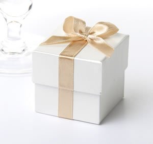 Neviti Ribbon Favour Boxes Pack of 10, Cream/Gold