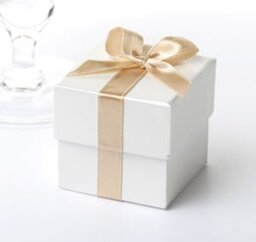 Neviti Ribbon Favour Boxes Pack of 10, Cream/Gold