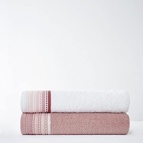 GC GAVENO CAVAILIA Luxury Quality Soft & Cosy Bathroom Water Absorbent, 100% Pure Cotton 550 GSM Malton Bath Towel Set, Egyptian, Pink, 70x120 cm