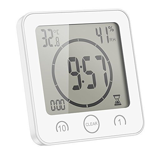 AOZBZ Sunsbell Bathroom LCD Waterproof Shower Clock, Waterproof IP24 Battery Powered Touch Control Countdown Timer Multifunction Alarm For Kitchen Bathroom