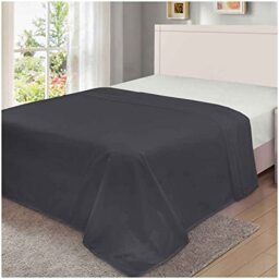 GC GAVENO CAVAILIA Percale Flat Sheet, 100% Polycotton Top Sheets, Non Iron Easy Care Plain Dyed Bedding 180 Thread Count, Single, Charcoal
