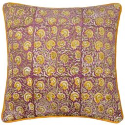 Paoletti Chedworth Cushion Cover – Luxury Floral Cotton Velvet Piped Decorative Case (Rose/Gold – 50x50cm)