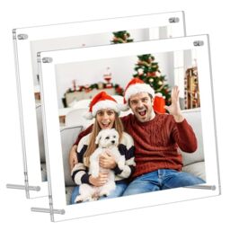 AITEE Acrylic Picture frame 2 Packs, Clear Acrylic Photo Frame for Desktop and Wall Modern Frameless Hanging Floating Transparent Lucite Square Frame for Photography Display (8 x 10)