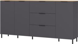 Germania Sideboard 1476-549 GW-CALIFORNIA, in graphite/Navarra oak repro, with three doors, 192 x 98 x 40 cm (WxHxD)