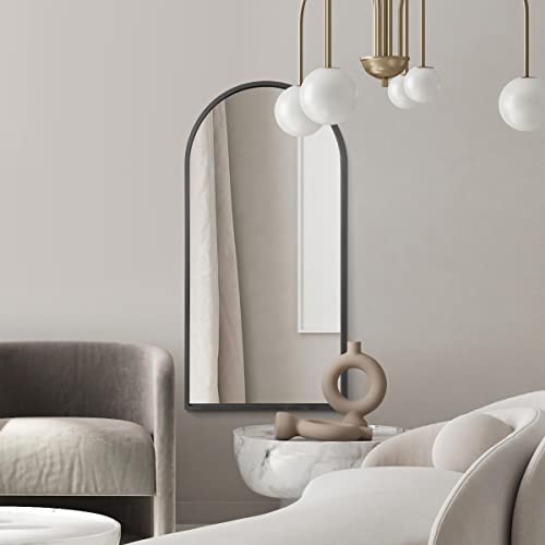 "MirrorOutlet The Arcus - Black Framed Modern Full Length Arched Leaner/Wall Mirror 63"" X 31"" (160CM X 80CM) Silver Mirror Glass with Black All weather Backing"