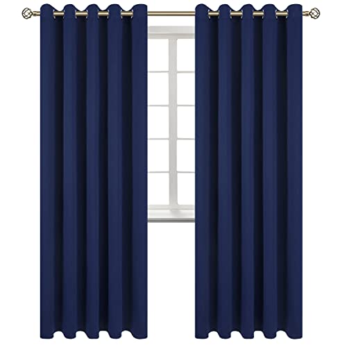 BGment Blackout Curtains for Bedroom - Grommet Thermal Insulated Room Darkening Curtains for Living Room, Set of 2 Panels (70 x 84 Inch, Navy Blue)