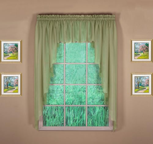 "Today's Curtain Emelia Original Voile Swagger Pair 63"", Dusty Leaf, 90"" W x 63"" L"