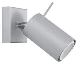 SOLLUX lighting Ring 1 Spotlight Wall Lamp - Minimalist and Modern Design, Adjustable Arm and Light Direction - Replaceable GU10 Bulb, 1 x 40 W - Steel, Grey, 8x16x8 cm